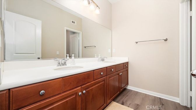 Bathroom, Dual Sink Vanities, Interior, Wood Texture Flooring