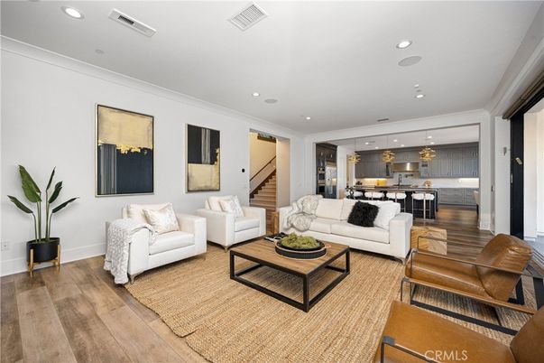 Interior, Kitchen, Living room, Pendant Lights, Recessed Lighting, Wood Texture Flooring