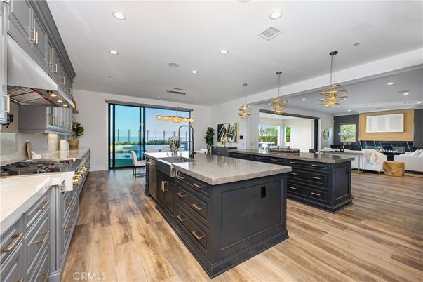 Interior, Kitchen, Living room, Pendant Lights, Recessed Lighting, Wood Texture Flooring