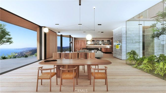 Dining room, Interior, Kitchen, Living room, Pendant Lights, Wood Texture Flooring