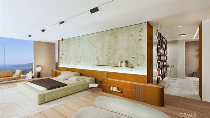 Bedroom, Interior, Recessed Lighting, Water, Wood Texture Flooring