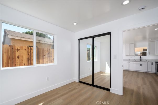 Empty room, Interior, Kitchen, Recessed Lighting, Wood Texture Flooring