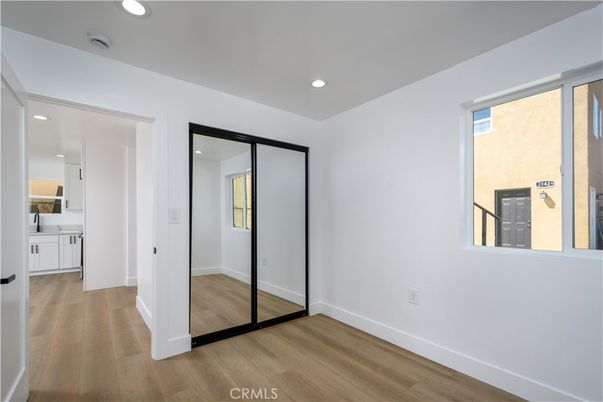 Empty room, Interior, Kitchen, Recessed Lighting, Wood Texture Flooring