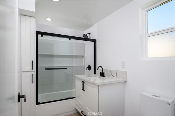 Bathroom, Glass Shower, Interior, Recessed Lighting