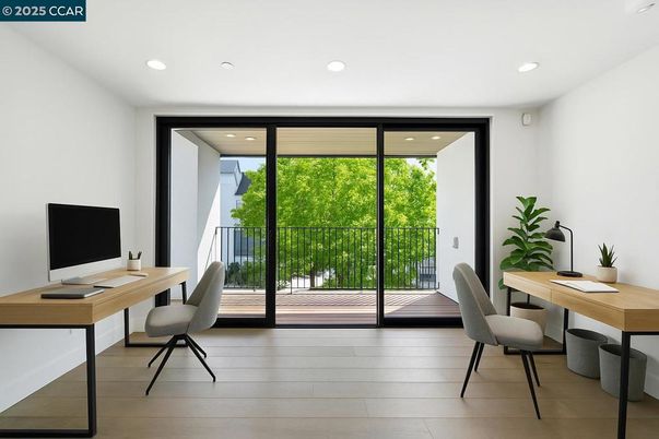 Home Office, Interior, Recessed Lighting, Wood Texture Flooring