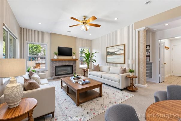 Fireplace, Interior, Living room, Recessed Lighting