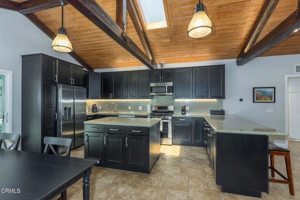 Interior, Kitchen, Pendant Lights, Stainless Steel Appliances, Wooden Ceilings