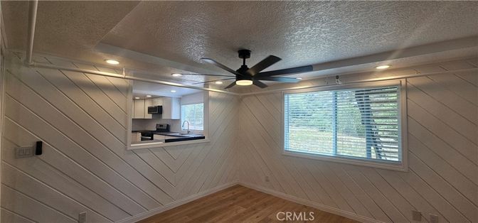 Empty room, Interior, Kitchen, Recessed Lighting, Wood Texture Flooring