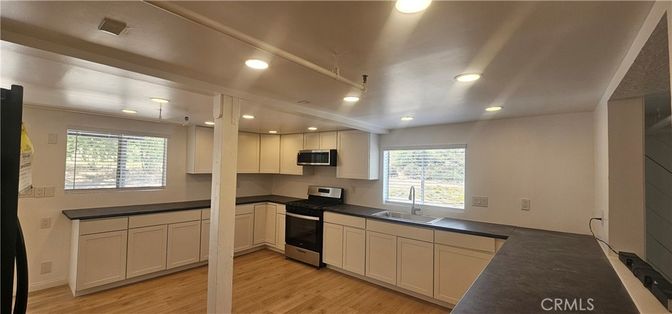 Interior, Kitchen, Recessed Lighting, Wood Texture Flooring