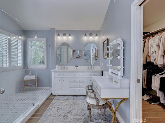 Bathroom, Interior, Walk-in Closets, Wood Texture Flooring