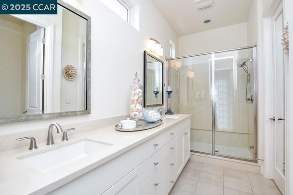 Bathroom, Dual Sink Vanities, Glass Shower, Interior, Recessed Lighting