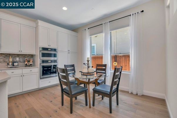 Dining room, Interior, Kitchen, Recessed Lighting, Wood Texture Flooring