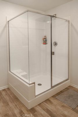 Bathroom, Glass Shower, Interior, Wood Texture Flooring
