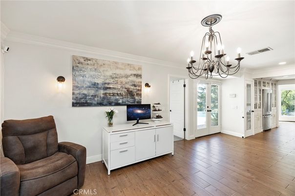Chandelier, Interior, Recessed Lighting, Wood Texture Flooring