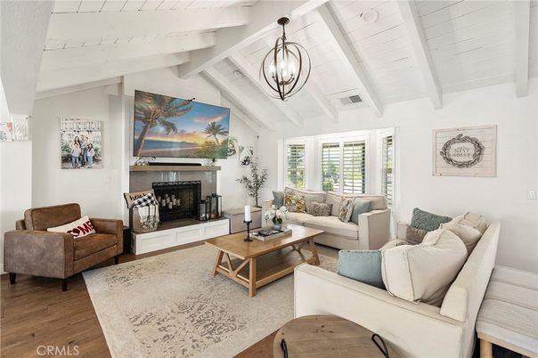 Fireplace, Interior, Living room, Pendant Lights, Wood Texture Flooring