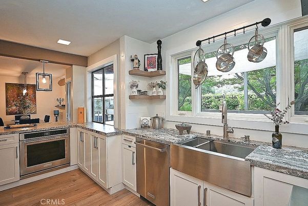 Interior, Kitchen, Pendant Lights, Stainless Steel Appliances, Wood Texture Flooring