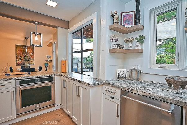 Interior, Kitchen, Pendant Lights, Stainless Steel Appliances, Wood Texture Flooring