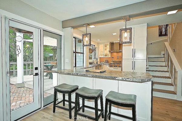 Interior, Kitchen, Pendant Lights, Recessed Lighting, Wood Texture Flooring