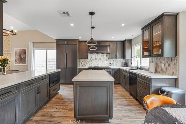 Interior, Kitchen, Pendant Lights, Recessed Lighting, Wood Texture Flooring