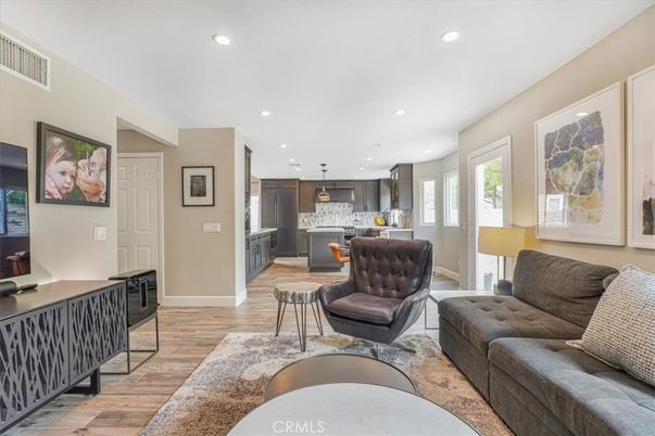Interior, Kitchen, Living room, Pendant Lights, Recessed Lighting, Wood Texture Flooring
