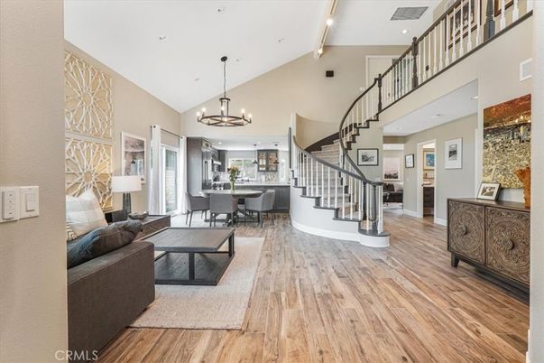 Chandelier, Dining room, Interior, Living room, Recessed Lighting, Wood Texture Flooring