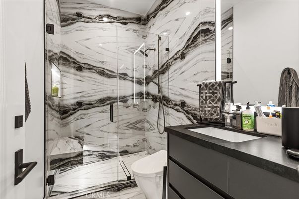 Bathroom, Glass Shower, Interior, Marble, Marble Walls
