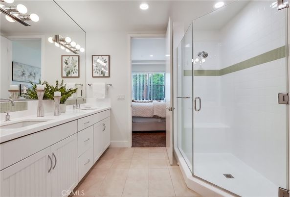 Bathroom, Dual Sink Vanities, Glass Shower, Interior, Recessed Lighting