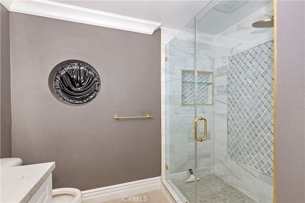 Bathroom, Glass Shower, Interior, Marble Walls
