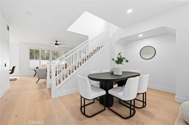 Dining room, Interior, Recessed Lighting, Wood Texture Flooring