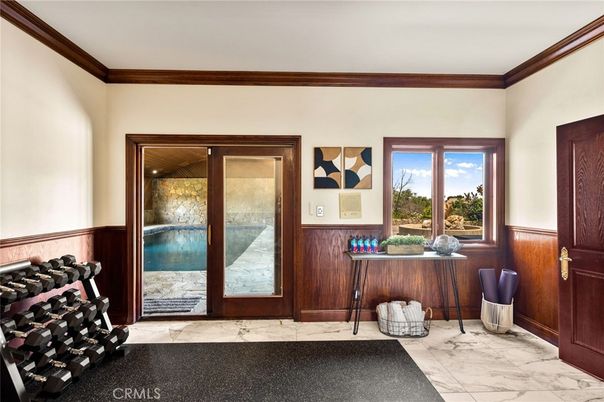 Fitness Equipment, Interior, Marble, Wooden Walls