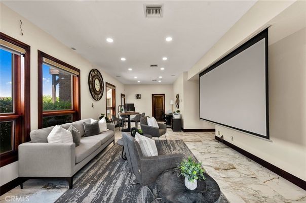 Interior, Living room, Marble, Projection Screen, Recessed Lighting