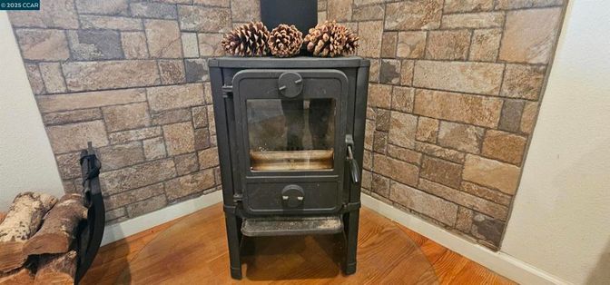 Fireplace, Interior, Stone Walls, Wood Texture Flooring