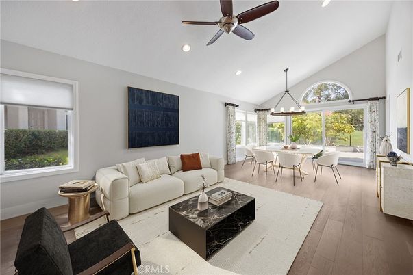 Chandelier, Dining room, Interior, Living room, Recessed Lighting, Wood Texture Flooring