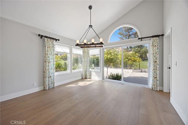 Chandelier, Empty room, Interior, Pendant Lights, Wood Texture Flooring