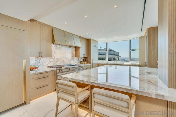 Interior, Kitchen, Marble, Marble Walls, Recessed Lighting, Stainless Steel Appliances