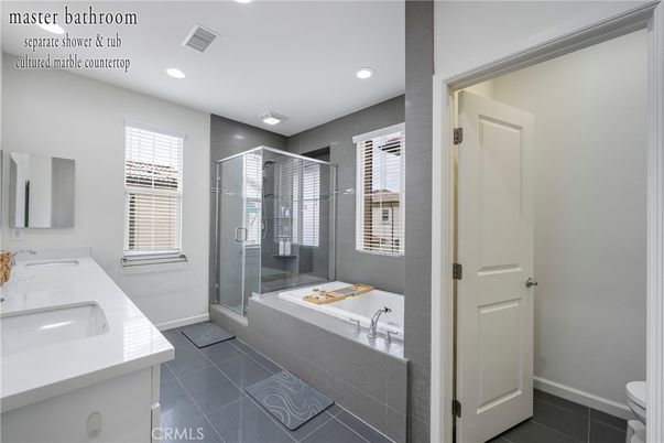 Bathroom, Dual Sink Vanities, Glass Shower, Interior, Recessed Lighting