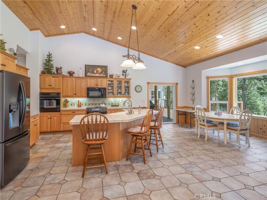 Dining room, Interior, Kitchen, Pendant Lights, Recessed Lighting, Wooden Ceilings