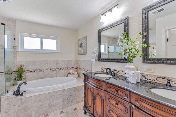 Bathroom, Dual Sink Vanities, Glass Shower, Interior