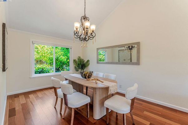 Chandelier, Dining room, Interior, Wood Texture Flooring