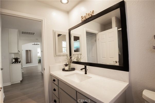 Bathroom, Interior, Recessed Lighting, Wood Texture Flooring