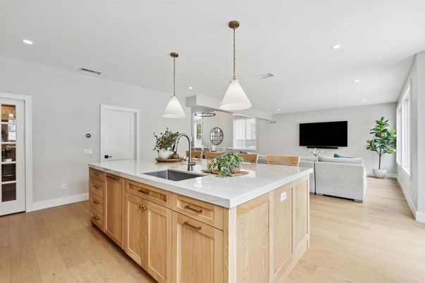 Interior, Kitchen, Pendant Lights, Recessed Lighting, Wood Texture Flooring