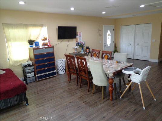 Dining room, Interior, Recessed Lighting, Wood Texture Flooring