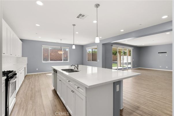 Interior, Kitchen, Pendant Lights, Recessed Lighting, Wood Texture Flooring