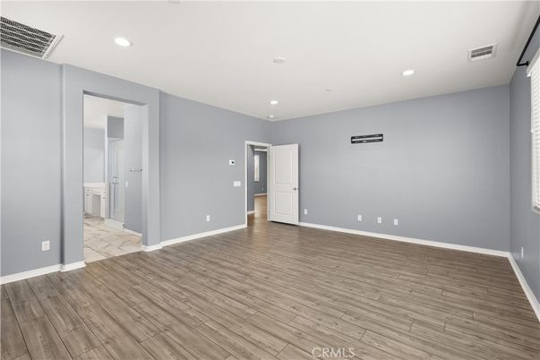 Bathroom, Empty room, Interior, Recessed Lighting, Wood Texture Flooring