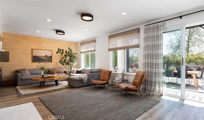 Interior, Living room, Recessed Lighting, Wood Texture Flooring, Wooden Walls