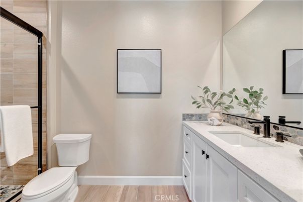 Bathroom, Dual Sink Vanities, Interior, Wood Texture Flooring