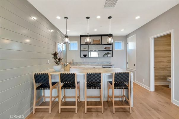 Interior, Kitchen, Pendant Lights, Recessed Lighting, Wood Texture Flooring