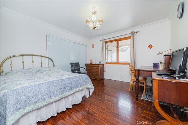 Bedroom, Chandelier, Dining room, Interior, Wood Texture Flooring