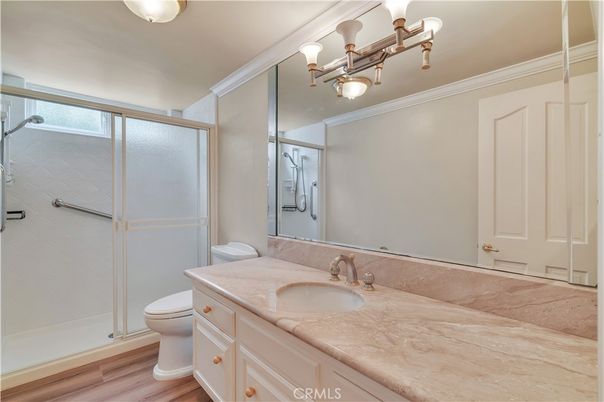 Bathroom, Glass Shower, Interior, Wood Texture Flooring
