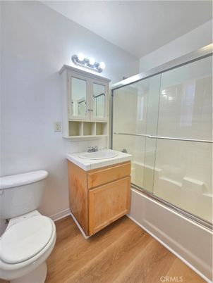 Bathroom, Glass Shower, Interior, Tile Countertops, Wood Texture Flooring